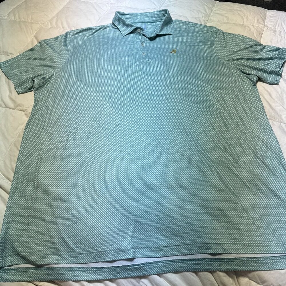 Johnnie O Featherweight Shirt Mens Sz XL Gree. White Dots  Print Golf Club Polo